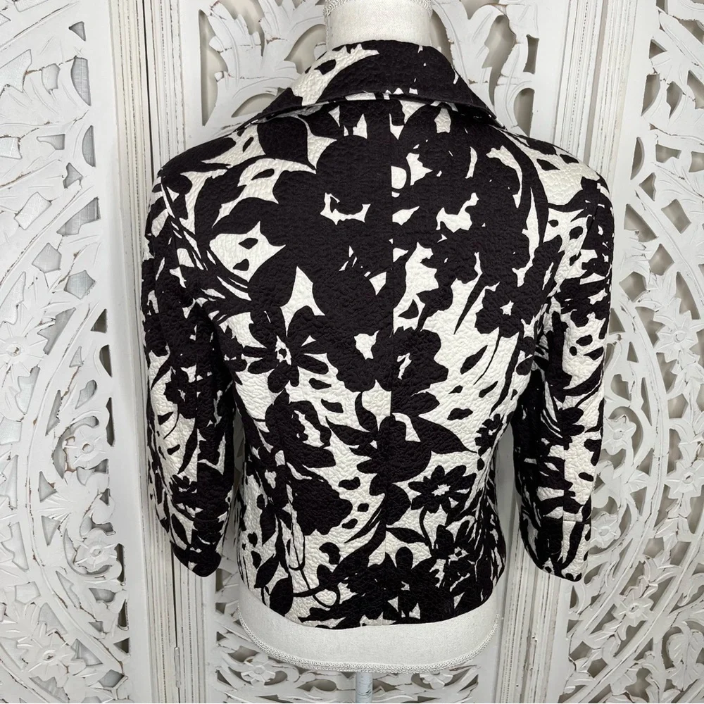 Lafayette 148 Black & White Cotton Floral Jacket